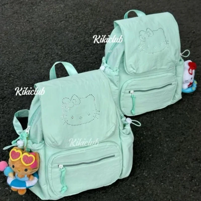 Sanrio Hello Kitty Women\'s New Sweet Trend Backpack Mint Green Casual Fashion Travel Bag Y2k Cute Cartoon Aesthetic Schoolbag