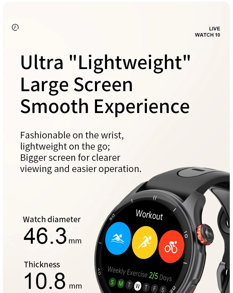 iGPSPORT LW10 Smartwatch 1,43" AMOLED GNSS GPS-Tracker 50+ Sportmodi Herzfrequenz-/SpO2-Monitor Bluetooth-Anrufe Zum Laufen usw. – Detail 1