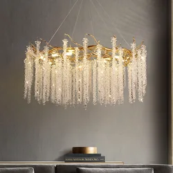 2023 Modern Nordic Restaurant Hotel Bedroom Dining Hanging Pendant Light K9 Crystal Suspend LED Chandelier Lamp For Living Room