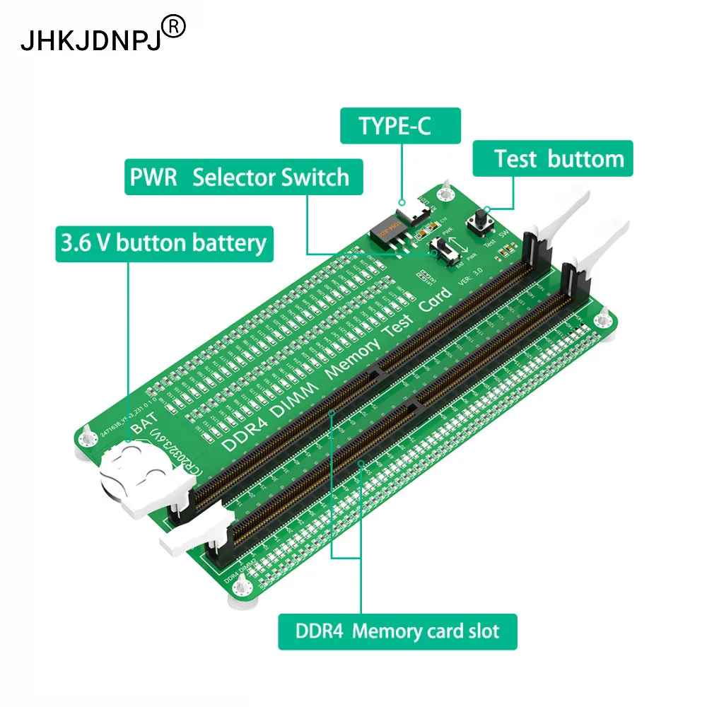 DDR4 Memory Tester with long Latch, Desktop Computer DDR4 Memory Test Card with LED Indicators