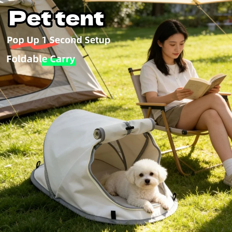 Portable Pop Up Dog Tent Sun Protection Breathable Waterproof Pet House Bed For Small Medium Dogs Foldable Outdoor Camping