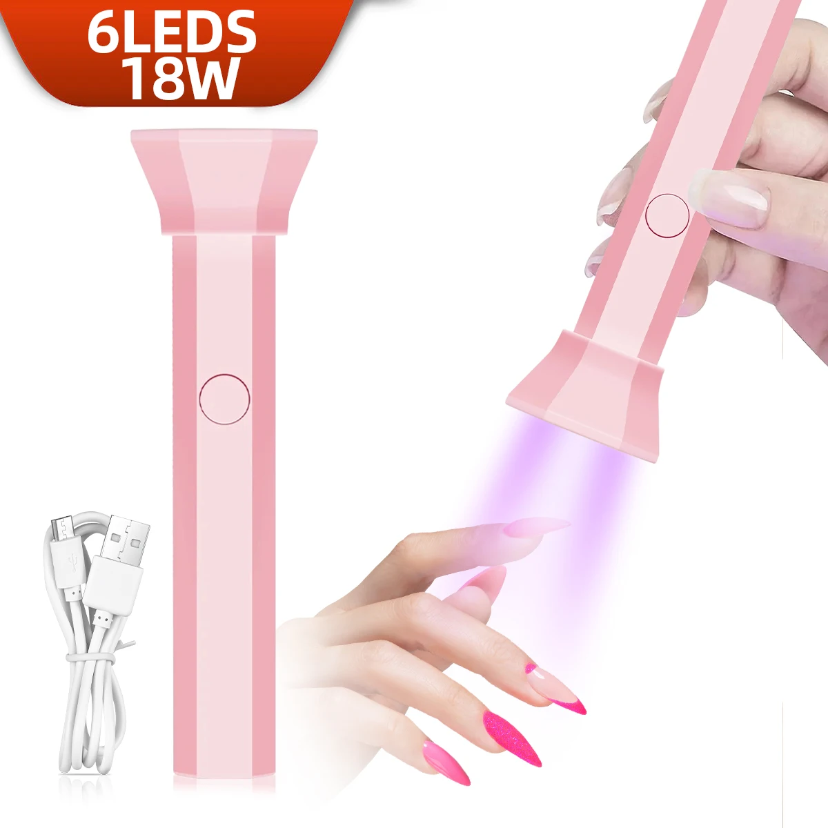 Portable Handheld UV LED Flashlight Nail Lamp 6 LED Beads Quick Dry USB Nail Dryer 18W Machine Nail Gel Dry USB Salon Tool