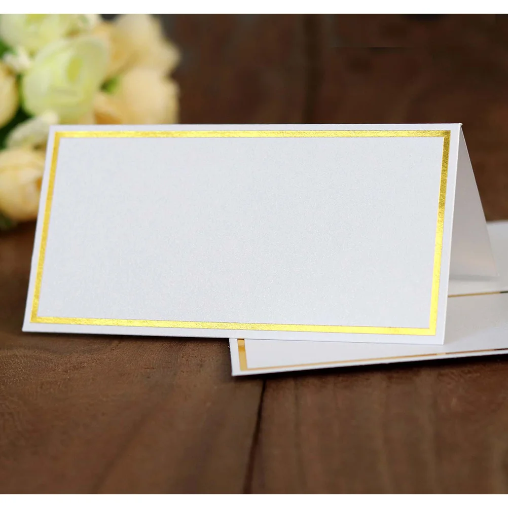 

50Pcs White with Gilt Name Cards Simple Design for Wedding Table Decoration Personal Gatherings Wedding Table Card