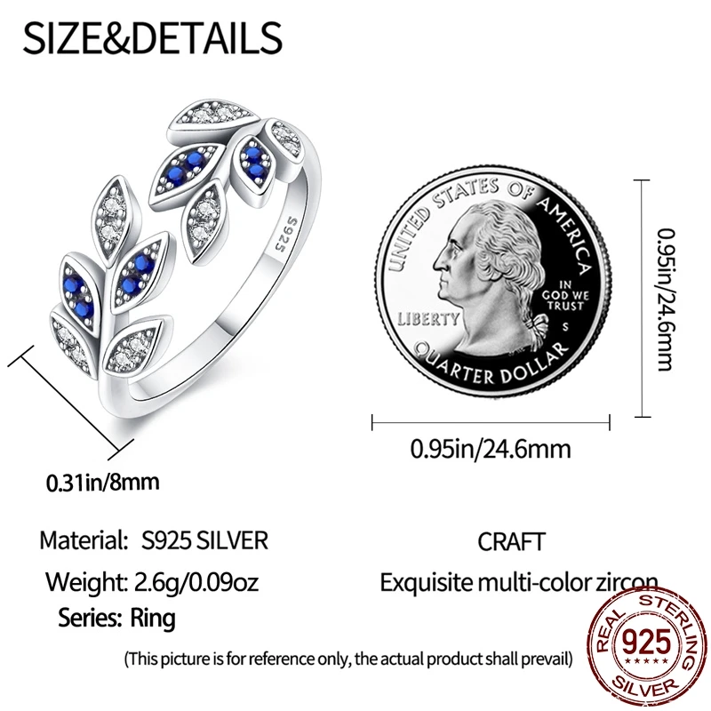 New In Hot Sale S925 Sterling Silver Rings For Women Original Simple Blue Ring Making Jewelry Gift Party Engagement Jewelry Gift