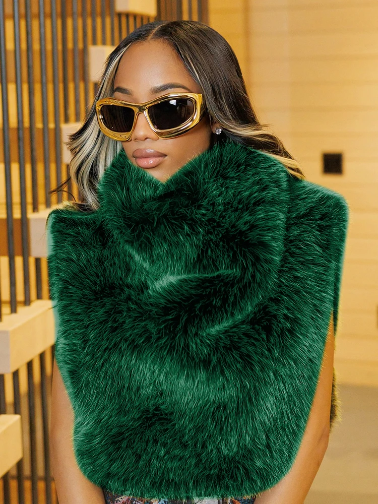 

CUtenew водолазка пушистые топы на бретелях женские трендовые сексуальные с разрезом по бокам шикарные осенние тенденции полуночные базовые уличные меховые хипстерские клубные жилеты