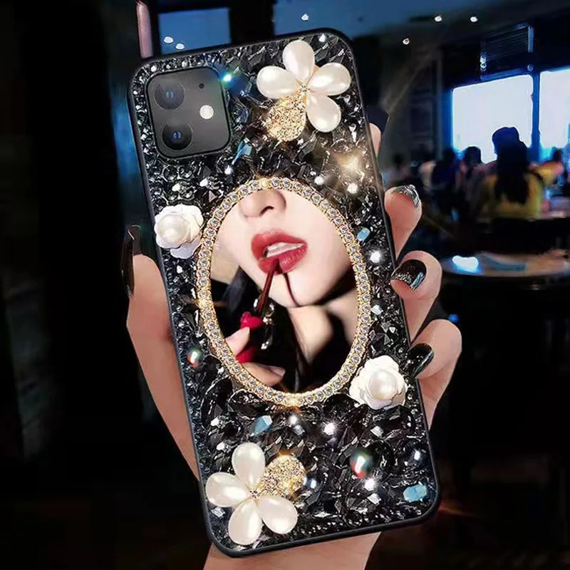 Зеркальный чехол Sunjolly с черными бриллиантами для OPPO A59S F1S A57T A39 A37M A33 A11X A5 2020 A9X F11 стразы, чехол для телефона, чехол