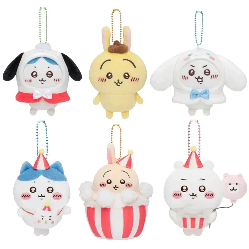 Anime Kawaii Hachiware Chikawa Usagi Crossdressing Cinnamoroll Pachacco Plush Doll Pendant Cartoon Bag Keychain Decoration Gift