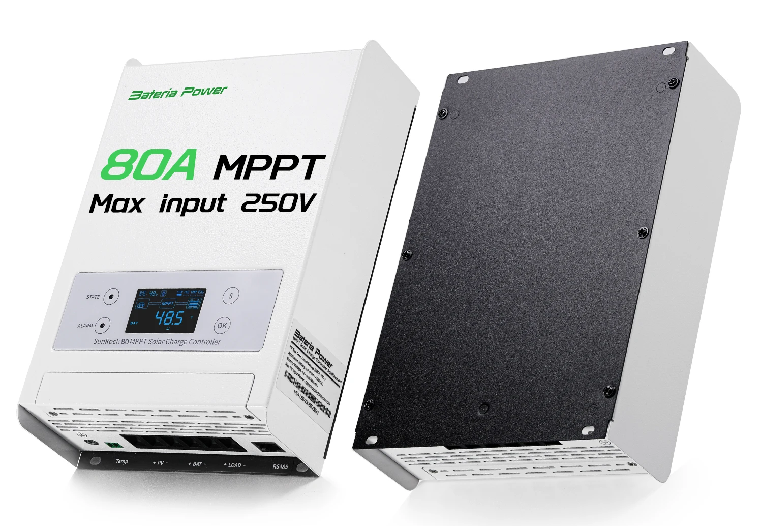 

Bateria Power 80A 12/24/36/48V MPPT Solar Charge Controller, 99.5% MPPT Efficiency Solar Panel Charge Regulator（SunRock 80）