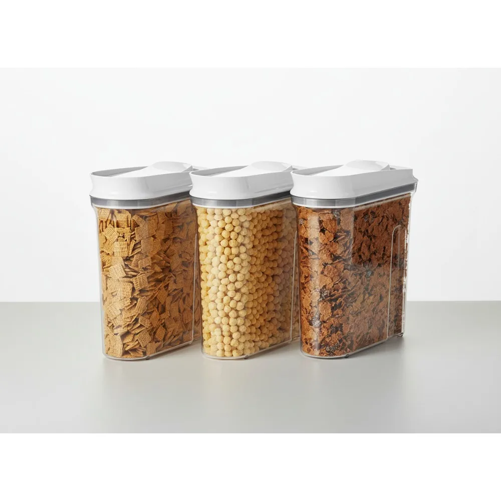 

3-Piece Cereal Dispenser Set with Airtight Seal, Easy One-Hand Pop Open, Space-Saving Kitchen Storage for Snacks