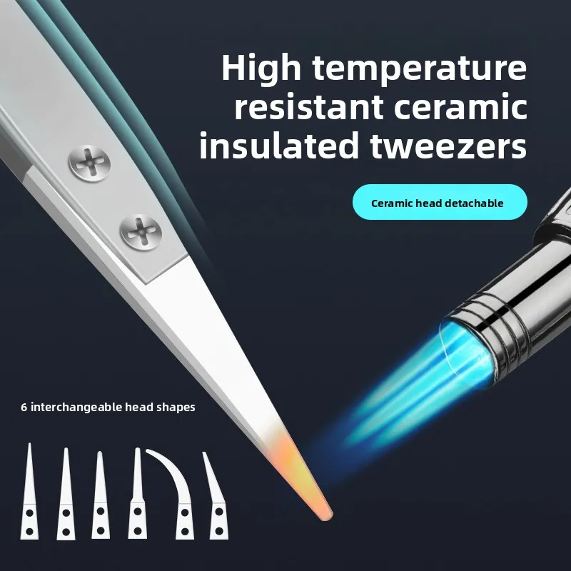 High temperature resistant ceramic tweezers, ceramic head, acid and alkali resistant insulated tweezers