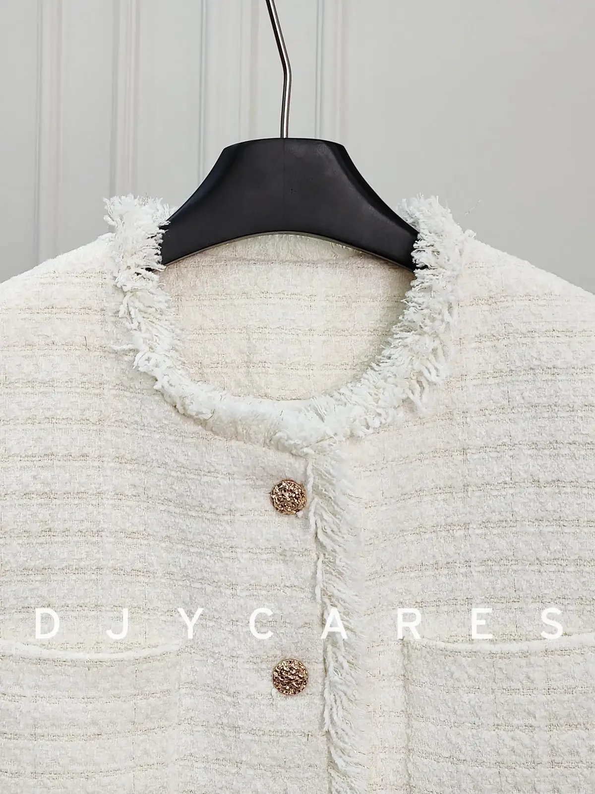 New Thick winter beige jacket with coarse tweed and cotton, medium to long top big  size