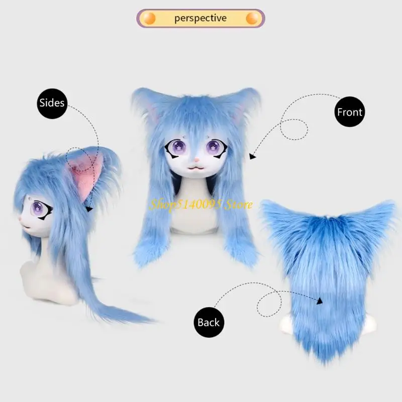 DXAE Đầu Thú Mèo Mặt Nạ Cosplay Fursuit Mũ Đội Đầu Halloween Hóa Trang Trang Phục Hóa Trang Phụ Kiện Dành Cho Trẻ Người Lớn