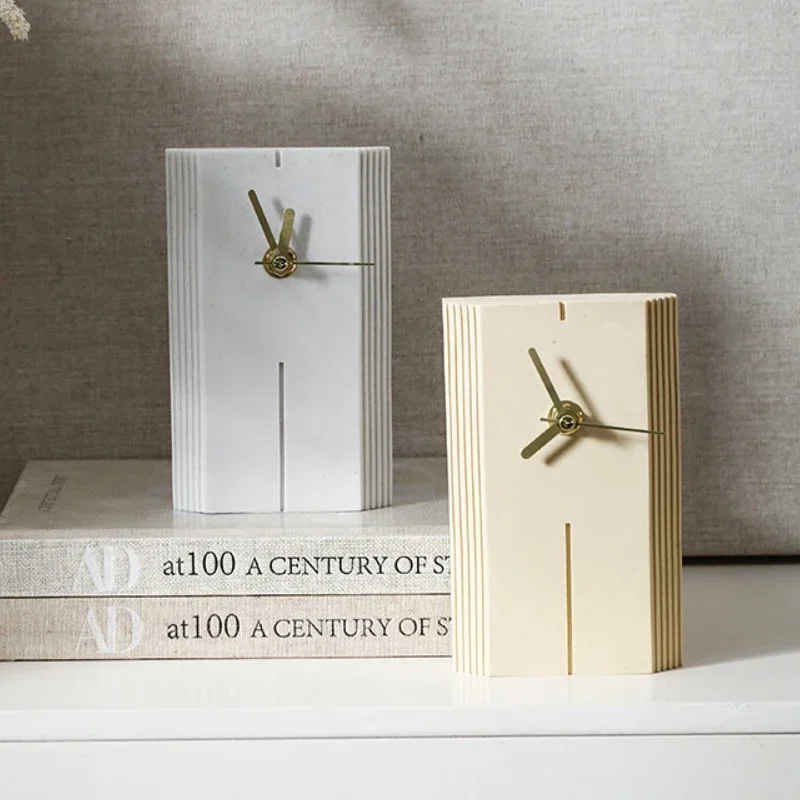 Retro Silent Desk Clock Sandstone Modern Minimalist Creative Desktop Clock Home Decoration Accessories Art Decorative Clock