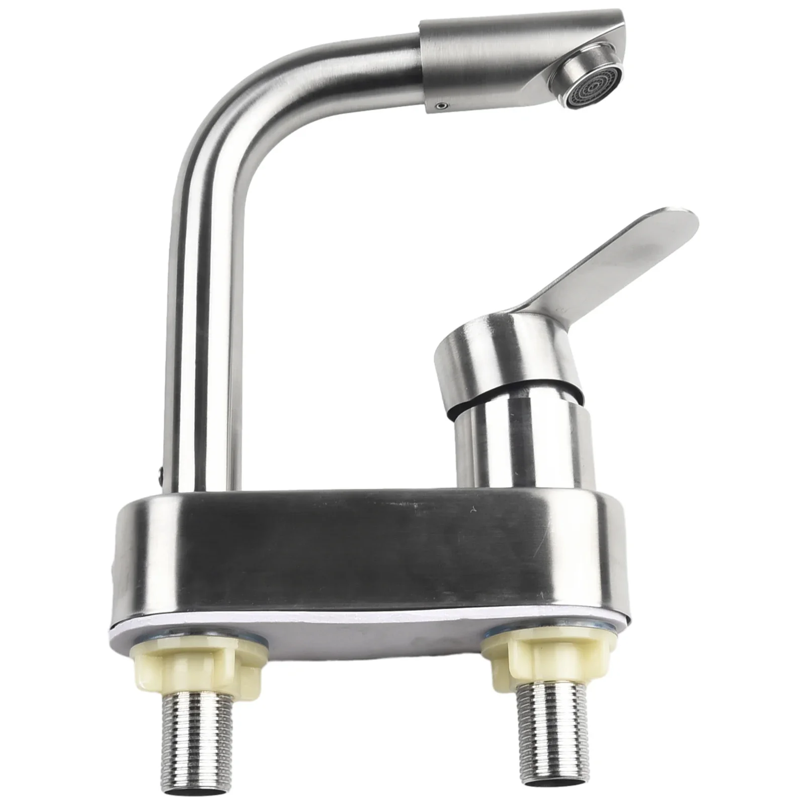 1Pc Basin Faucet Stainless Steel Bench Two-joint Double-hole Faucet Bathroom Bathroom Wash Basin Basin Faucet Cold Hot Mixer Tap