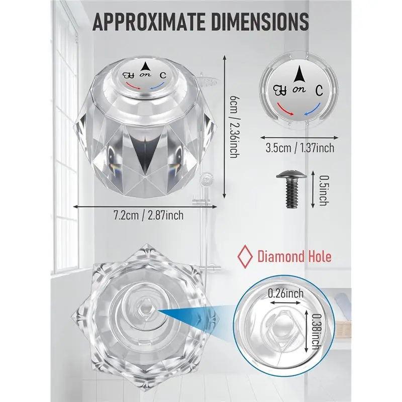 AT43-لـ Delta لاستبدال مقبض الدش RP2391-مقبض أكريليك شفاف مع فتحة أوفست-لجمع كرة RP212 #6