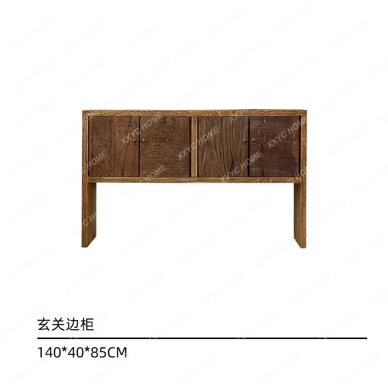 ZL Wabi Sandy Wind Medieval Display Storage Entrance Cabinet Retro Decorative Cabinet Solid Wood Side Cabinet