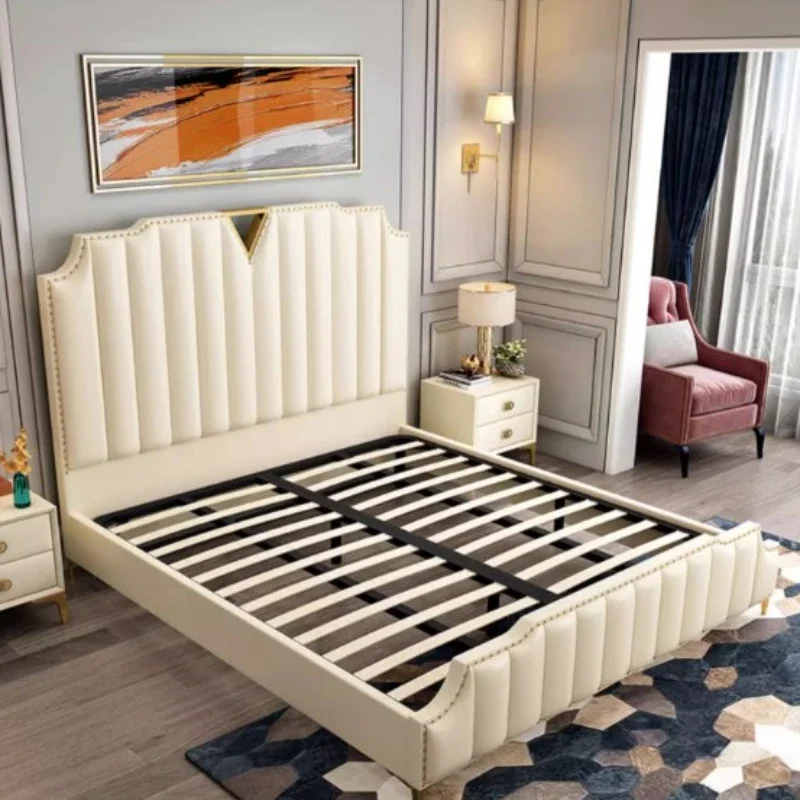 King Size  Frame Double Bed Luxury Pretty Queen Unique Living Room Double Bed Hotel Modern Cama Matrimonial Bedroom Furniture