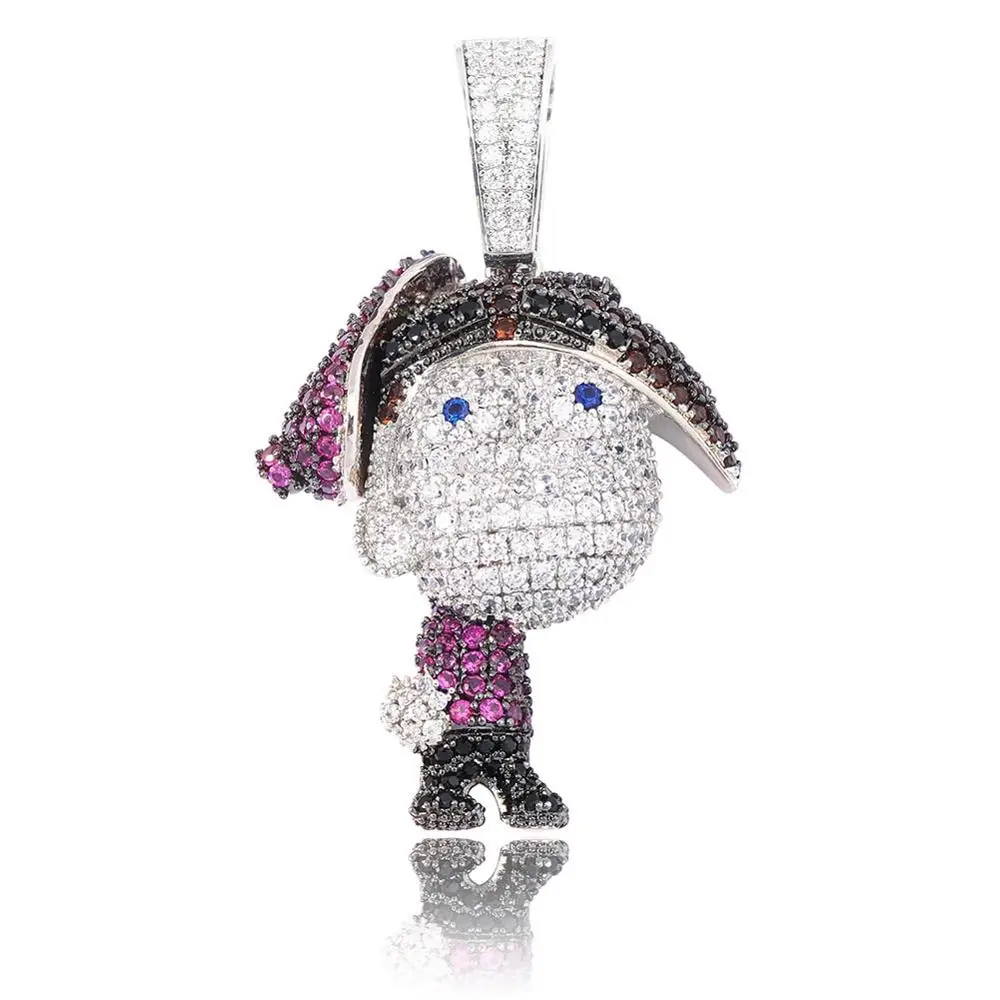 multicolor CZ Stone Paved Bling Iced Out Cartoon Character Timmy Pendants Necklace for Men Hip Hop Rapper Jewelry Drop Shipping