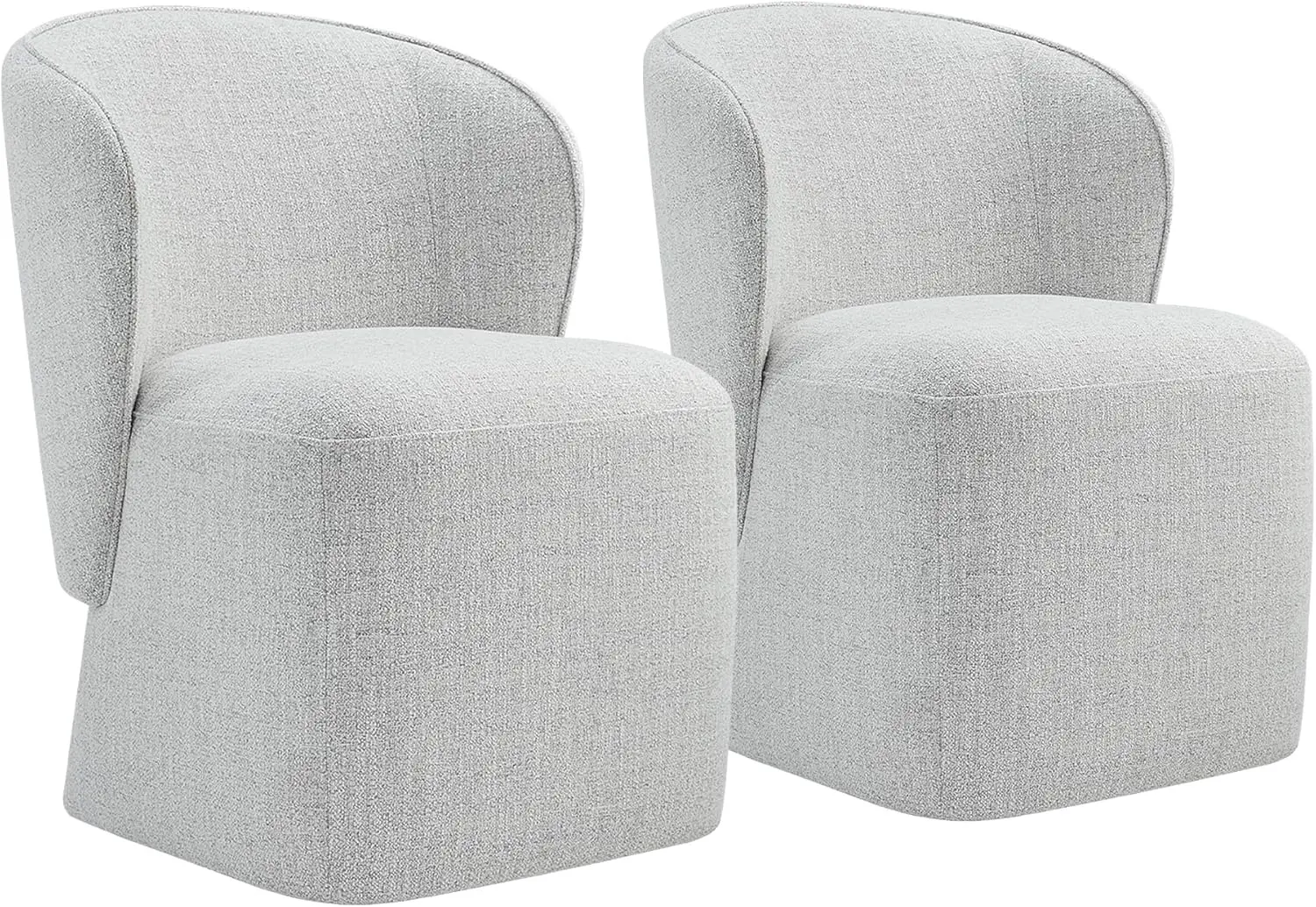 Upholstered Dining Chair with Casters No Assembly Linen AccentChair for Living Room Wingback Single Sofa for 2 PCS Light Grey