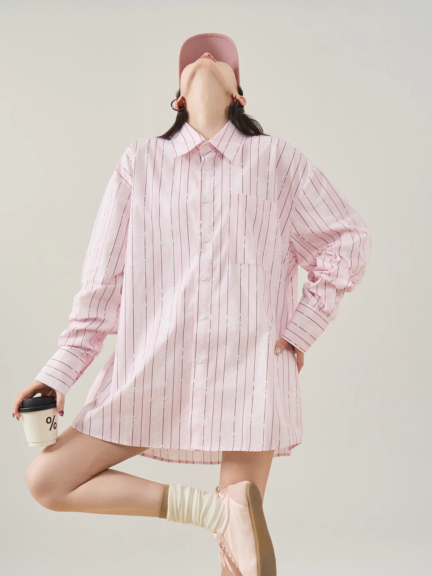 

Свободный женский кардиган с длинными рукавами, цветочным принтом и полосками, солнцезащитный, розовый, в стиле Lazy Sle, весна-лето, новинка