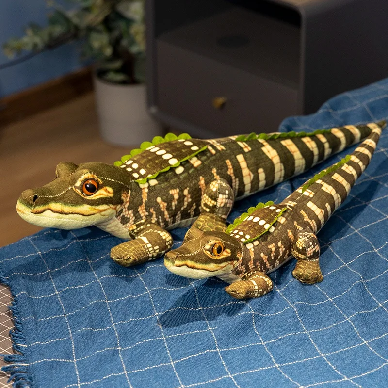 Lifelike Long Crocodile Plush Doll Pillow Green Brown Realistic Reptile Plush Toy Home Decoration Birthday Gift For Boys