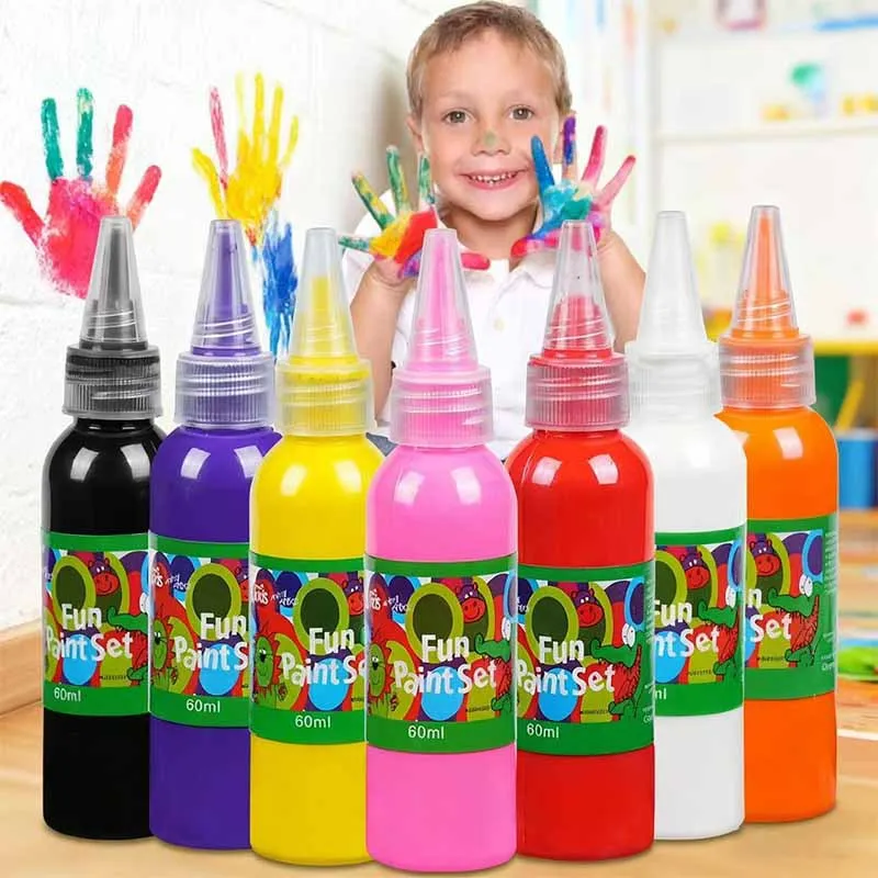 12-Color 60ml Watercolor Paint Set - Washable Children's Finger Paint for Kindergarten Graffiti & DIY Art Projects