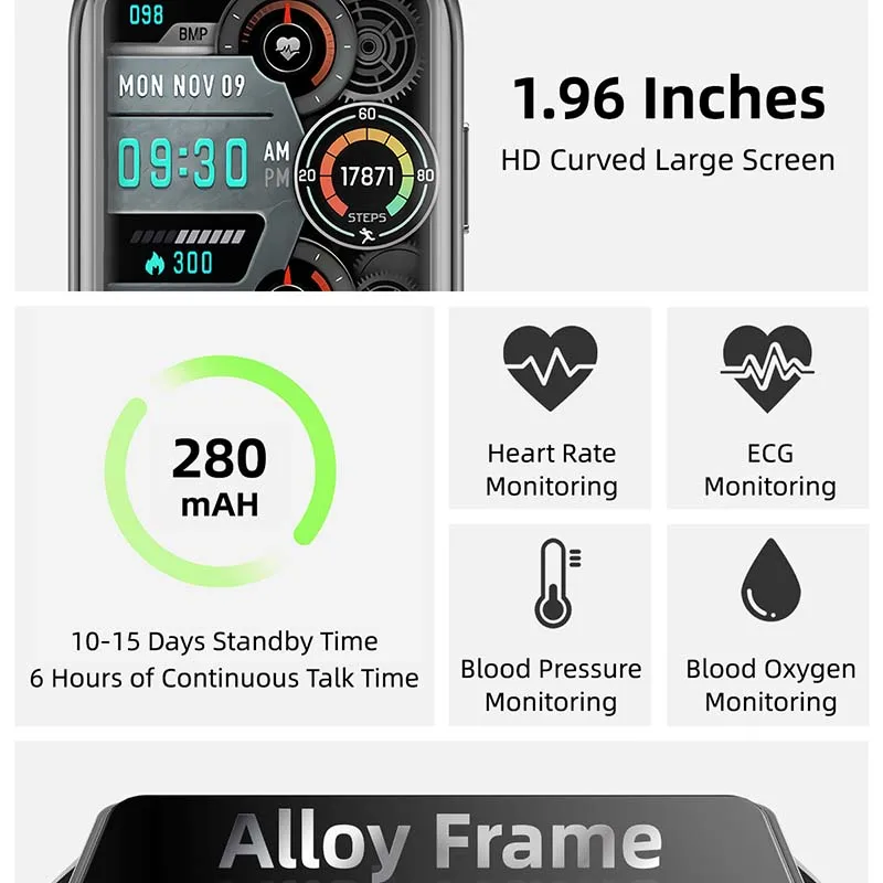 Smartwatch impermeável para homens e mulheres, chamada Bluetooth, rastreamento GPS, IP68, ECG, PPG, NFC, Huawei, Xiaomi, Android, IOS, novo, 2022