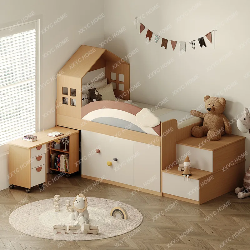 Multifunctional storage half-height bed small apartment with bed and lower cabinet combination bed with desk