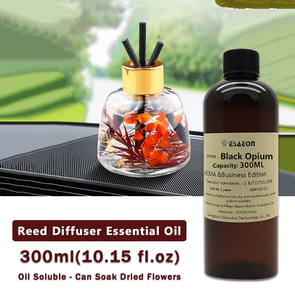 ESAEON 300ml (10.15 fl.oz) Aceites esenciales de opio negro - líquido de suministro de difusor - para difusor de caña y pulverizador automático de fragancia