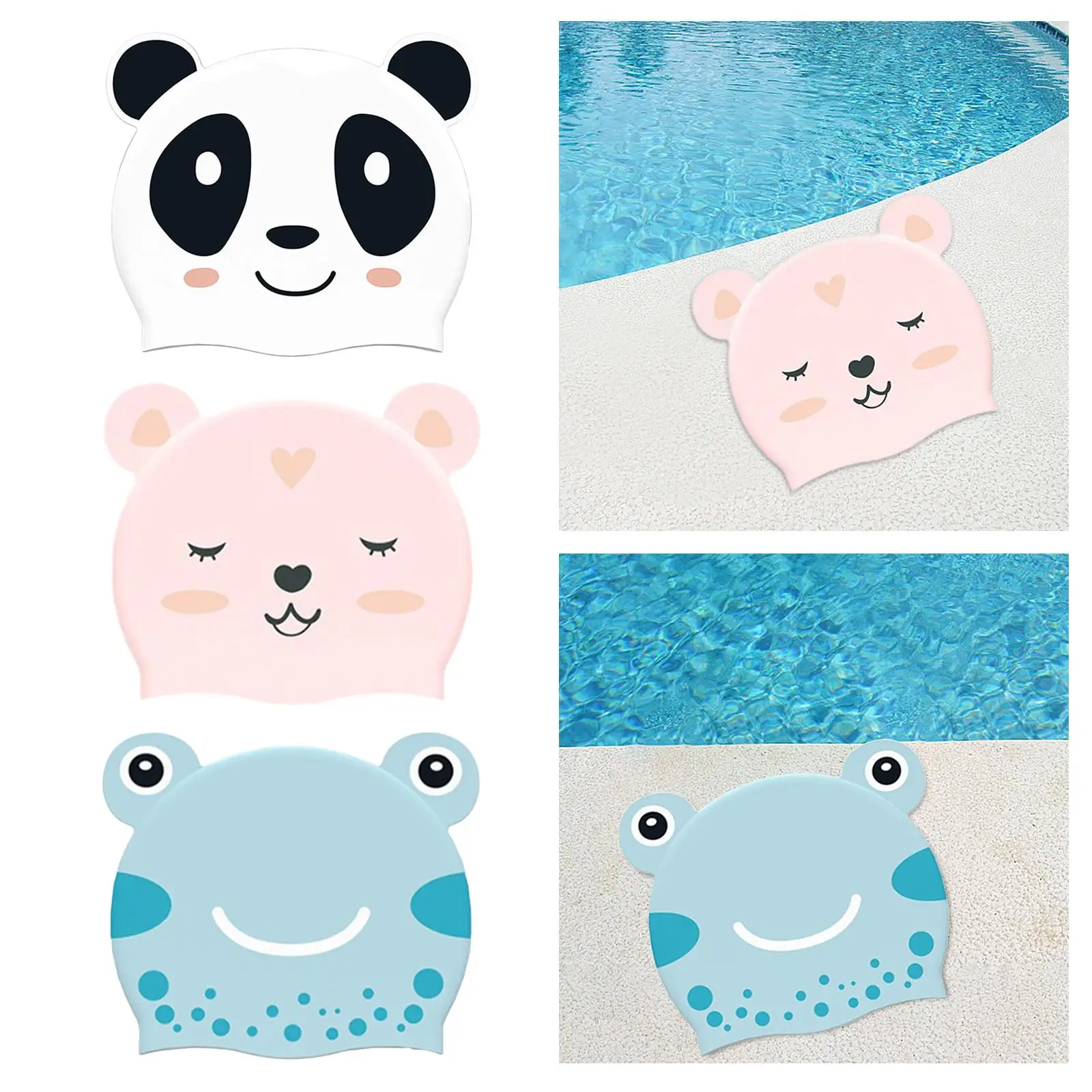 Kids Swimming Hat Water Sports Surfing Pool Summer Long Short Hair Cover Swim Hat Waterproof Silicone Swim Cap Shower Bath Hat