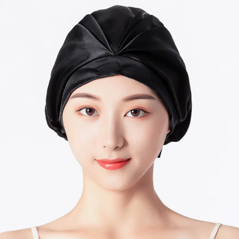 BirdTree 100% Real Silk Satin Sleep Cap for Women, Hair Care Natural Postpartum Homewear Hat, Night Bonnet with Tie S67037JF