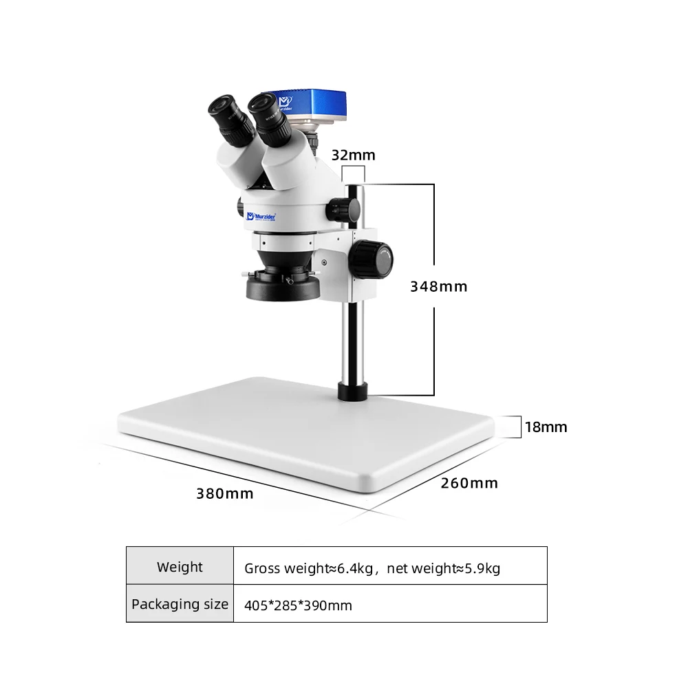 Murzider Trinocular Stereo Zoom Microscope With Camera Photography Compatible High Resolution Video Capture Function MSD202-T-4K