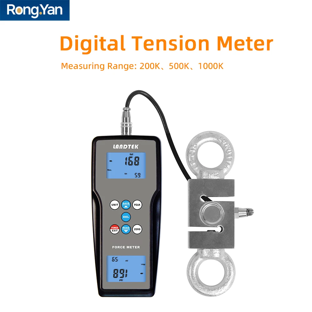 Digital Tensile Tester Force Gauge FM-207-200K 500K 1000K Push Pull Test Instrument ±1960 N~±9800 N Plugging Force Tester