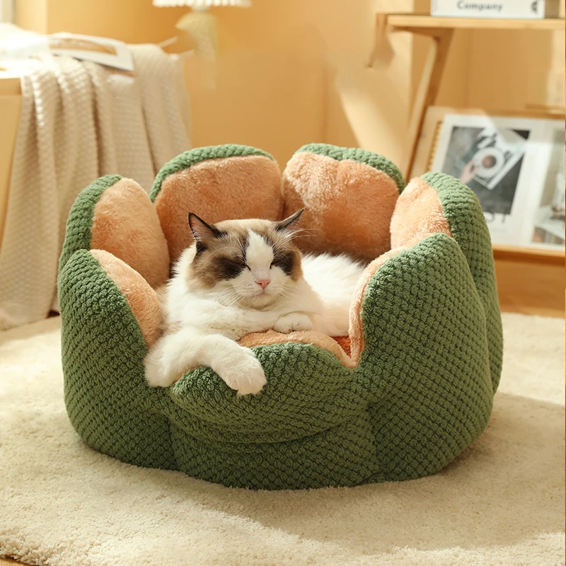 

Soft Flower Shape Cat Bed Cat Nest Kennel Cactus Pet House Comfortable Pad for Dogs Cats Four Colors Winter Warm Cat Mat