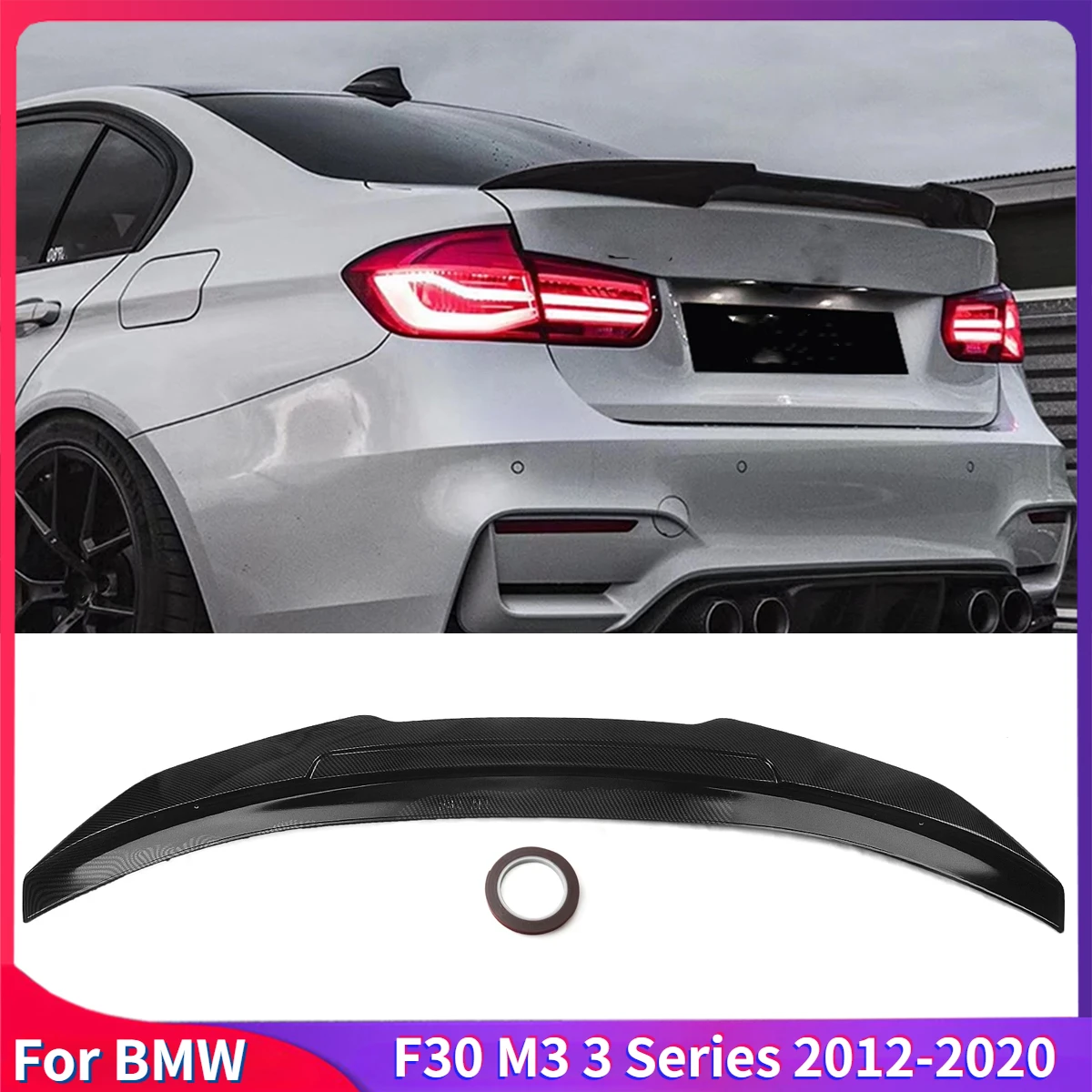 

PSM Style For BMW F30 M3 3 Series 2012-2020 Car Rear Spoiler Wing Trunk Lid Splitter Trim Lip Tailgate Flap Duckbill Lid Kits