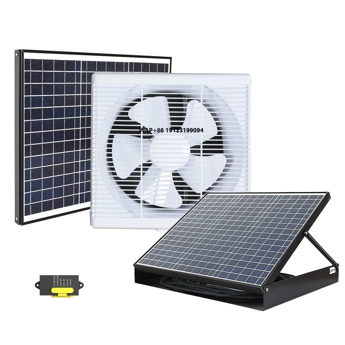 Smart & Energy Saving DC Ventilation Fan Blower Wall Mount Shutter Vent Solar Panel with Battery Power Bathroom Air Exhaust Fan