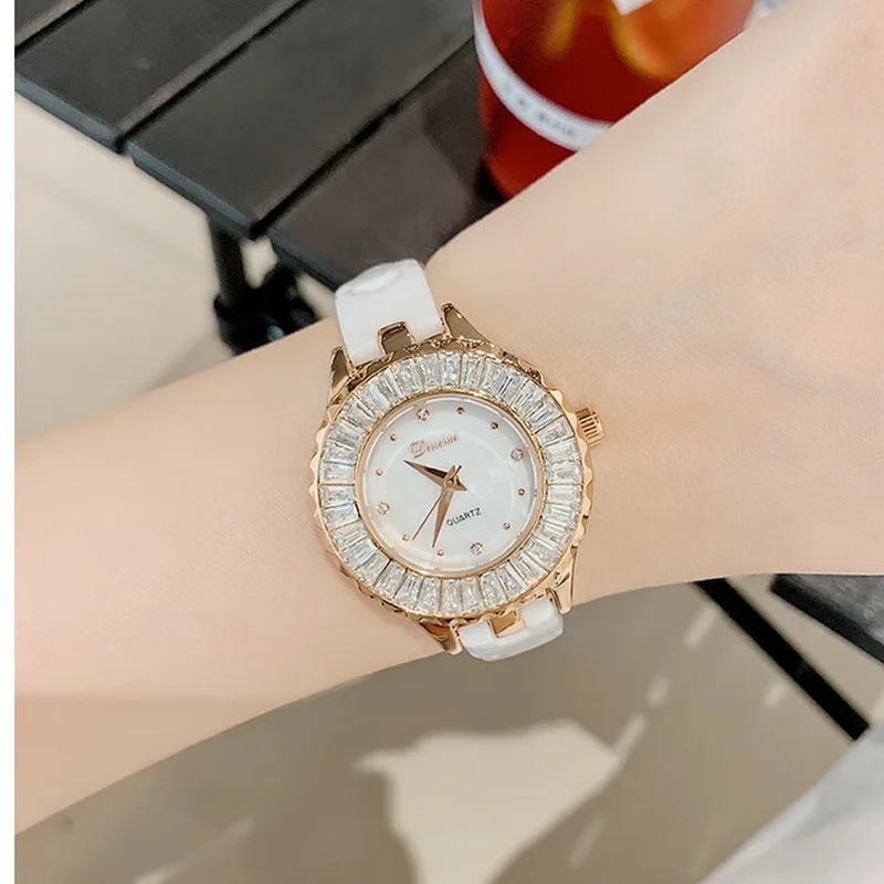 DINIMI female niche brand national watch light luxury diamond student ceramic shellfish mother wheel new lady waterproof quartz