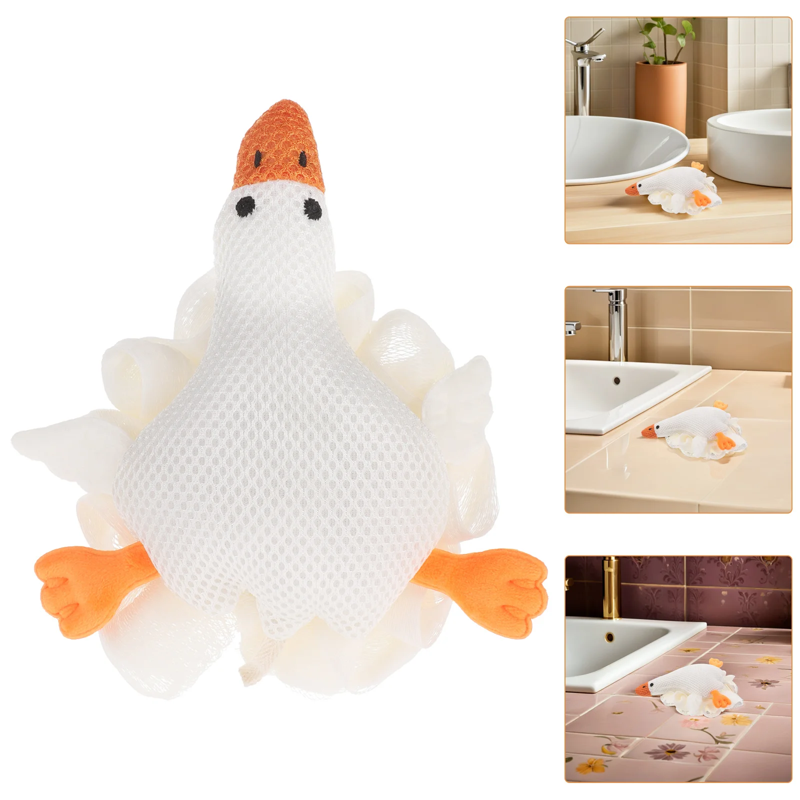 

Goose Shaped Kids Bath Sponge Large Size Animal Loofah For Children Exfoliating Shower Scrubber Soft Mesh Body Wash Sponge