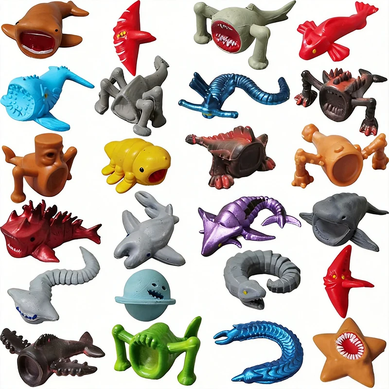 24 Peças de Figuras de Monstros do Mar Bloop Gran Maja, Miniaturas de 2,5-5CM para Decoração de Casa, Ornamentos de Monstros do Fundo do Mar