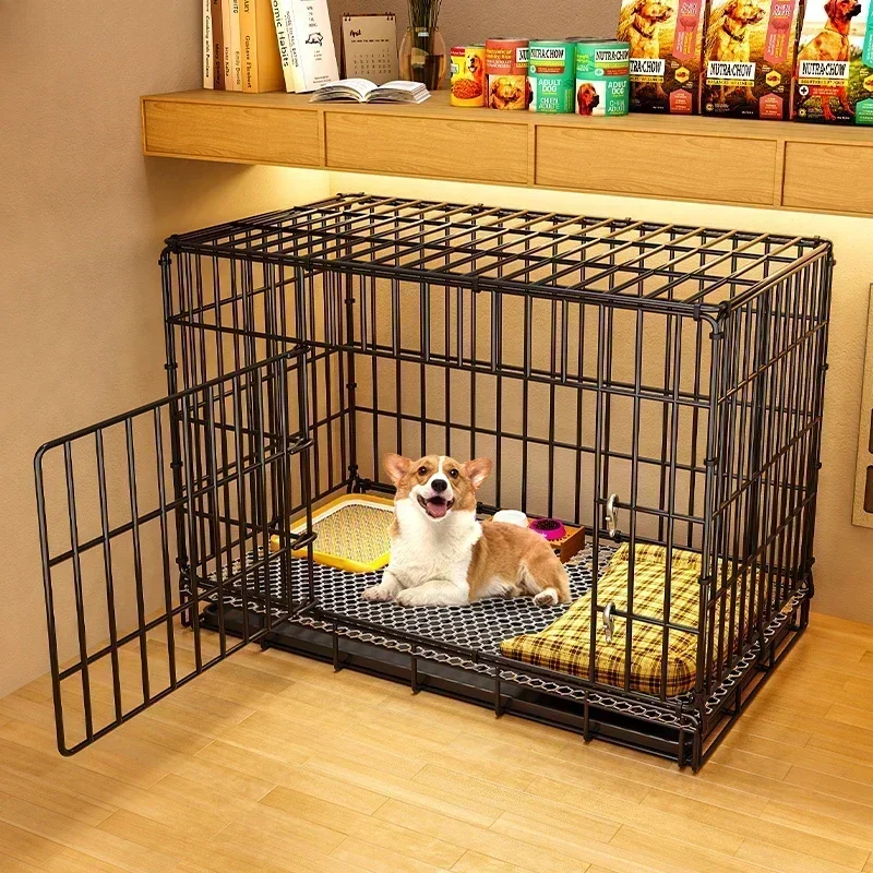 Dog Cage Small Indoor Folding with Toilet Teddy Bigbear Medium Dog Corgi Border Pet Kennel  House Kennel Pets House Pet Fence