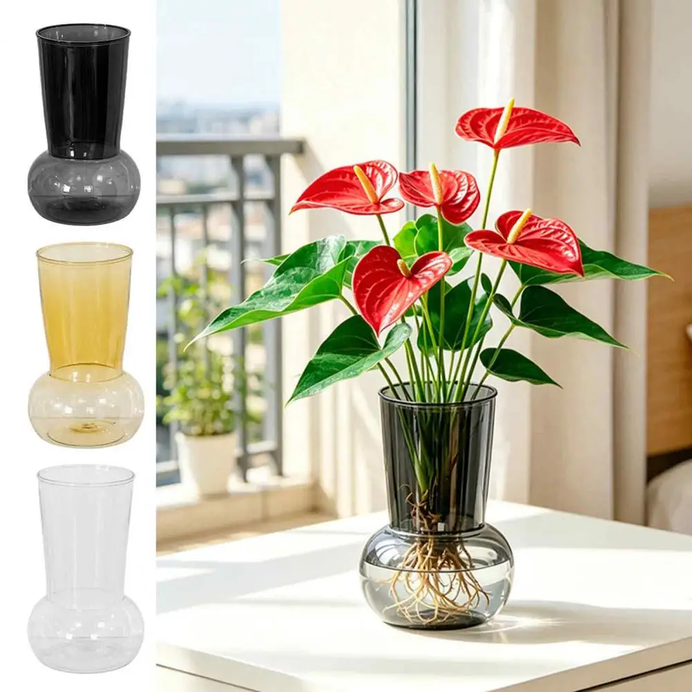High Transparent Hydroponic Flower Pot Plastics Vase Mini Tank Self Watering Planter Home Garden Decoration