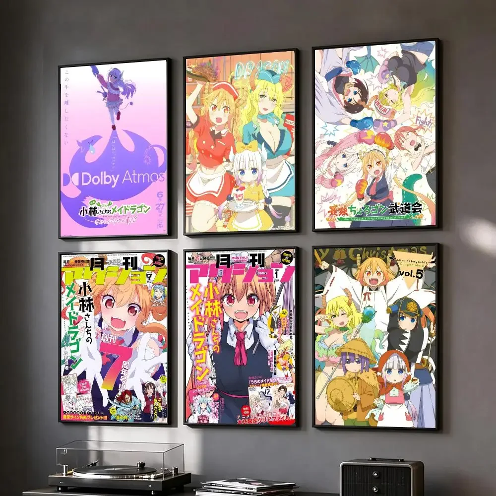 anime Miss Kobayashi's Dragon Maid Poster HD Printing Vintage Luxe Home Decor Wall Art for the Living Rooms Entryways Gift