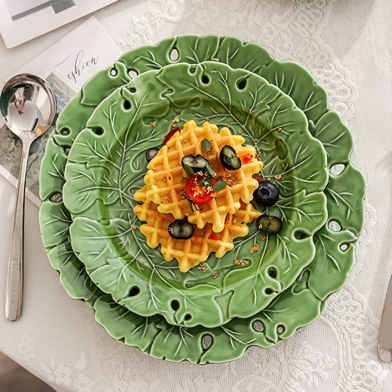 

Ceramic Relief Tableware, Afternoon Tea Snack Dessert Outdoor Party Dinner Plate Family Restaurant Supplies Creative Plates, 1Pc