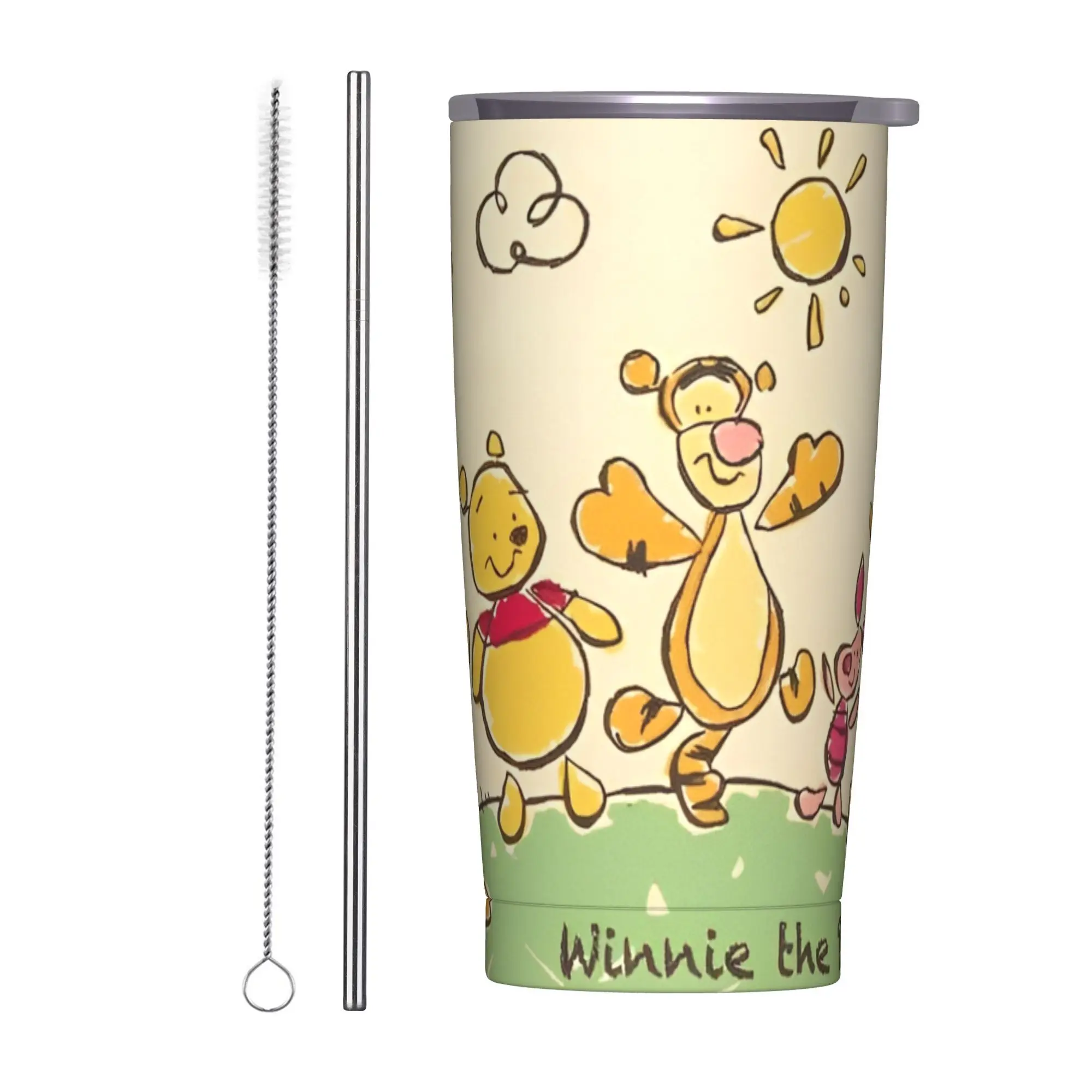 

Стакан Винни Пух, 20 унций, стаканы из нержавеющей стали с двойными стенками, вакуумная изоляция, кружка с соломинкой