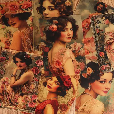 16papers, 8Transparent Sulfuric Acid Papers and 36pieces Fashion Lady Junk Journal Decor Paper, for Arts Crafts, Scrapbooking