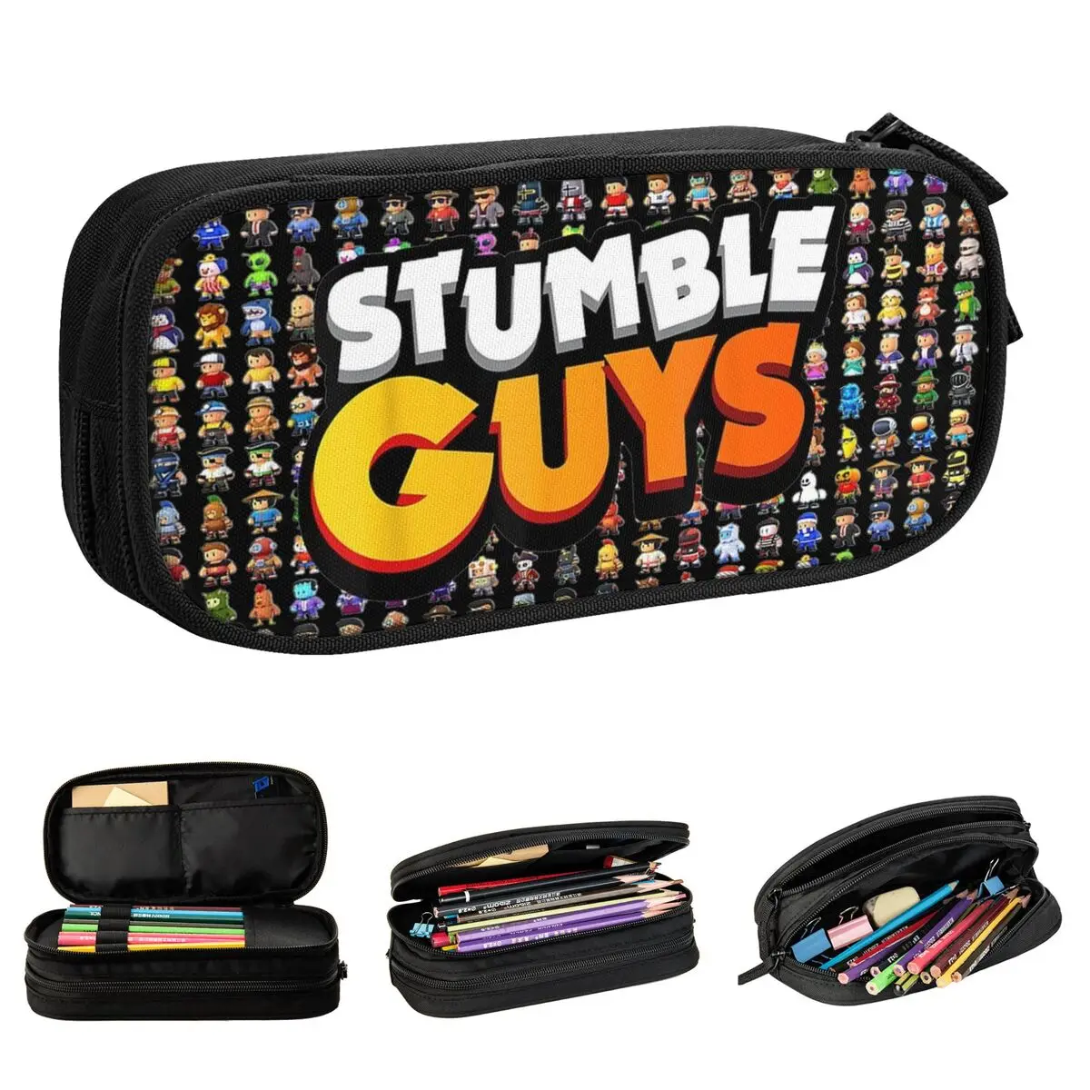 stumble guys game lapis dos desenhos animados pen box para estudante bolsa de grande capacidade office zipper acessorios 01