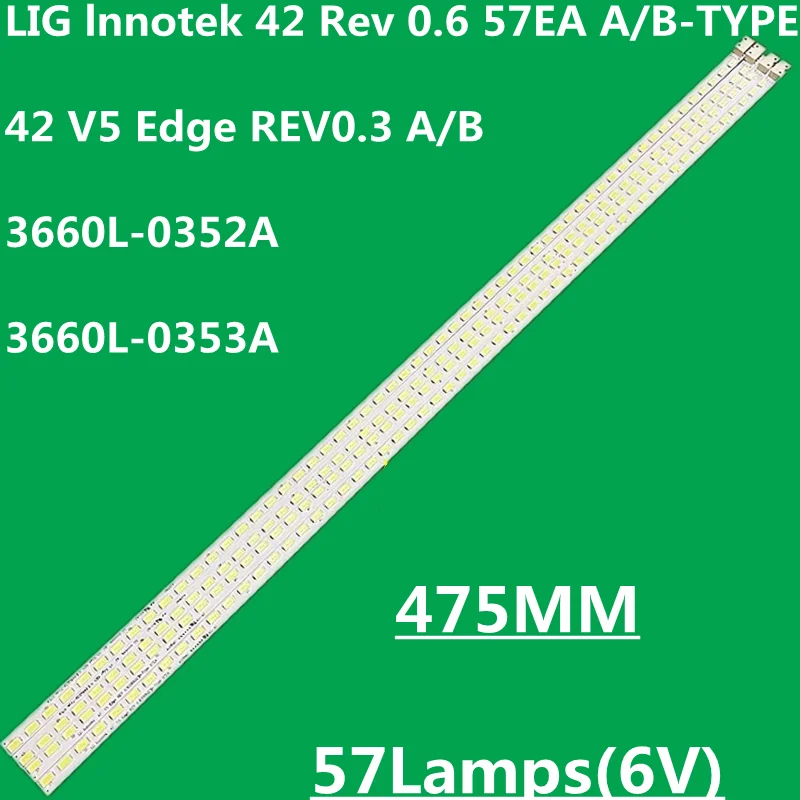 Innotek 42 Rev 0.6 57EA A/B-TYPE 용 LED 백라이트 스트립, 42LE4300, 42LE4600, 42LE5300, 42LE5500, 42LE7500, ITV42830DE 용, 4 개, 신제품