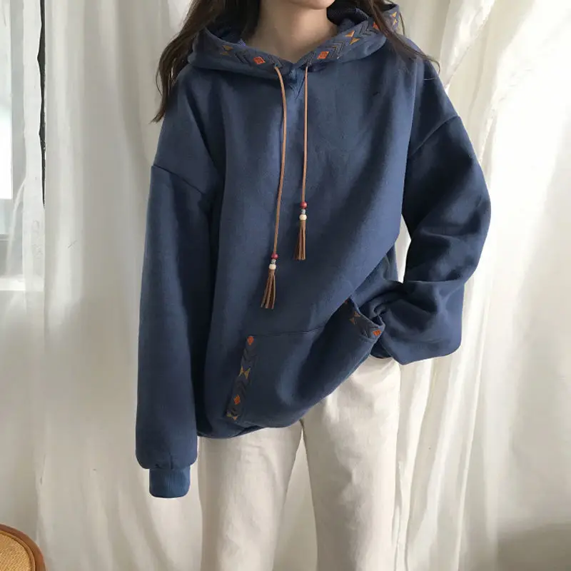 Felpe con cappuccio Baggy Cute Loose Plain Hooded Tops Kawaii felpe per le donne cotone novità caldo spesso Designer nuovo In vestiti femminili