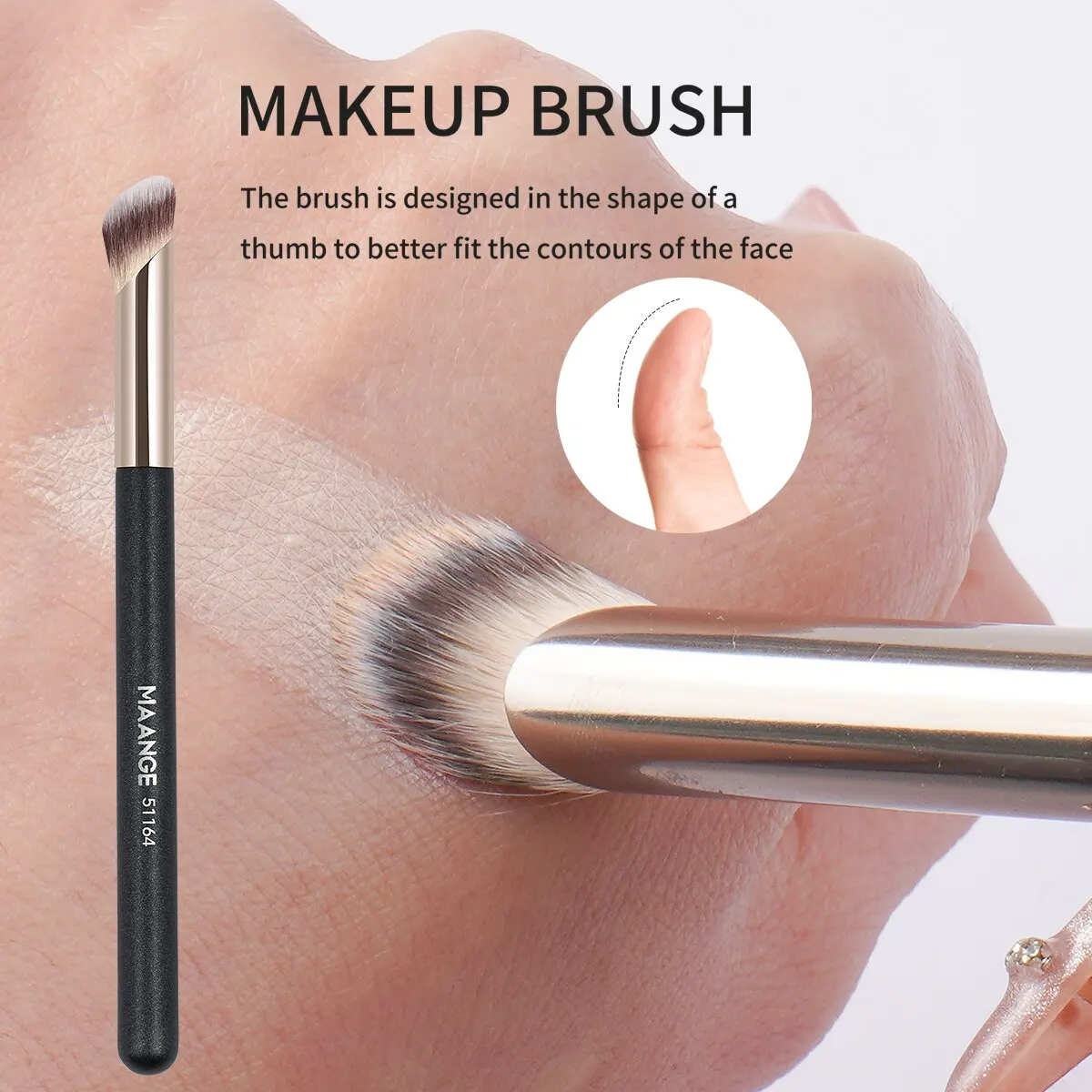 Maange 3pcs Makeup Brush Set Foundation Brush Concealer Tool Brush For Bronzer Beauty Tool Brush Kit for Women Daily