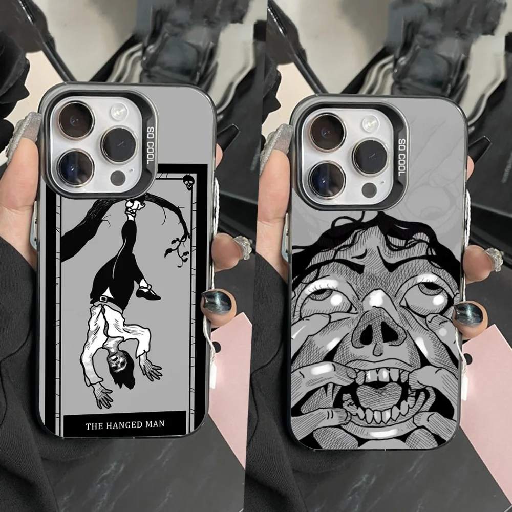 

P-Phasmophobia Tarot Card Phone Case For iPhone 16,15,14,13,12,11,Pro,Max,Plus,Mini,XS Anti Fall Black Matte Hard Bumper
